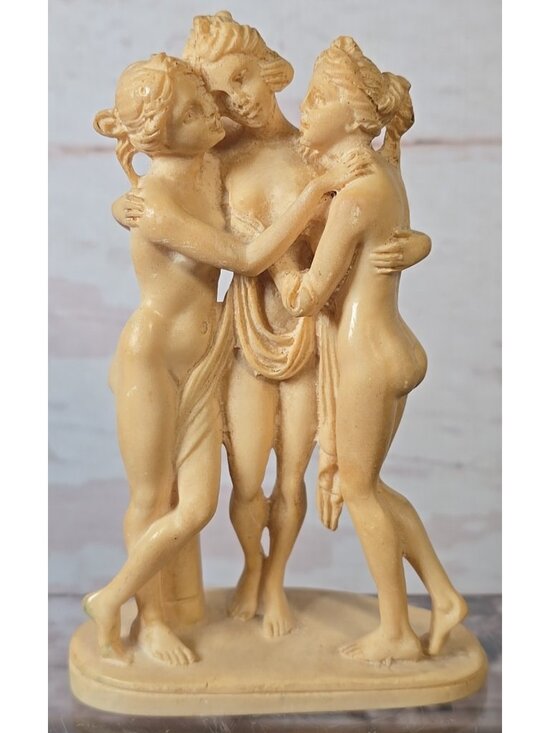 Other - Vtg Three Graces Alabaster Composite Sculpture A. Santini Stamped Italy 5.25"